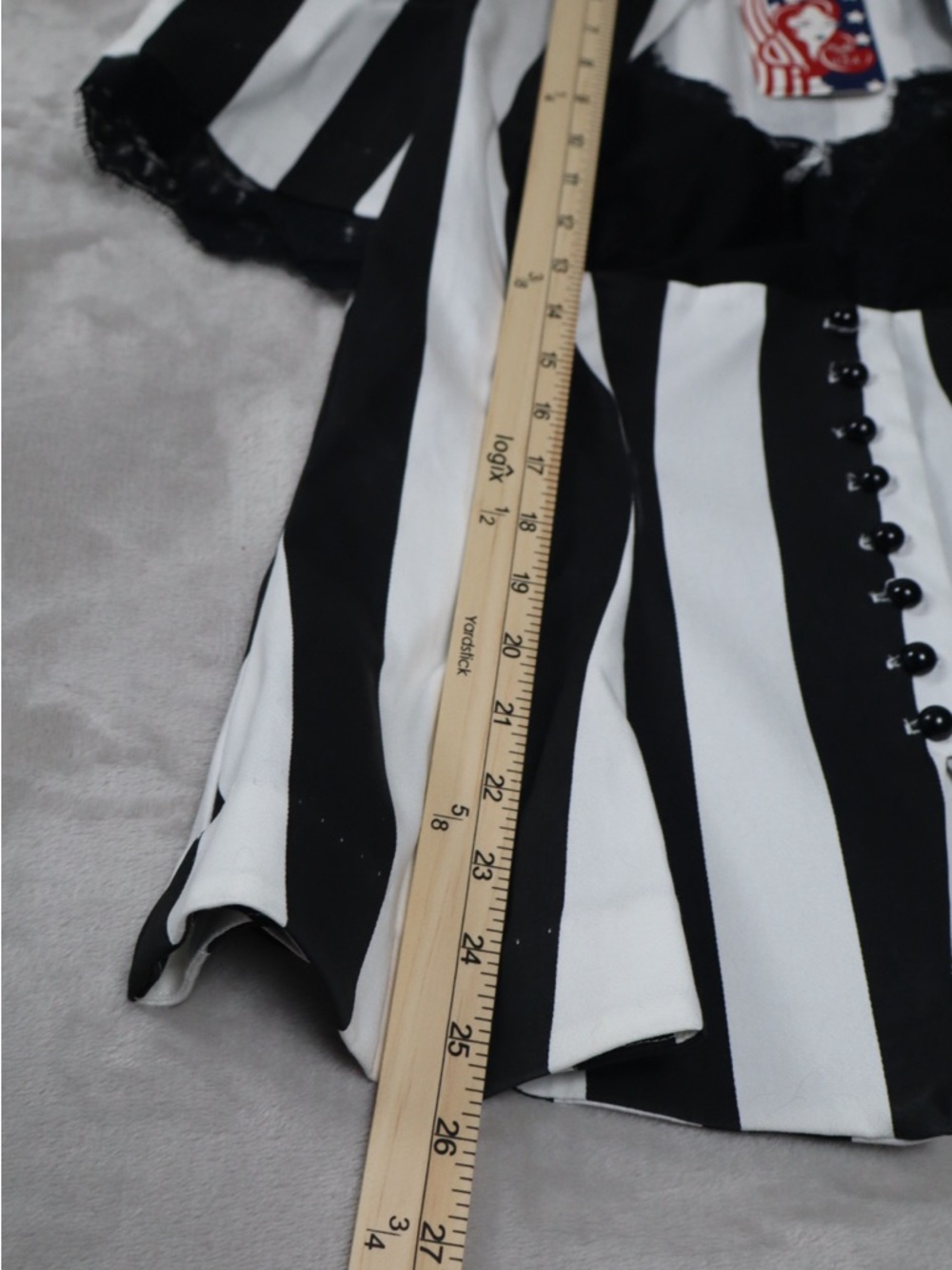 Black & White Striped Women’s Button-Front Blouse - Picture 12 of 13